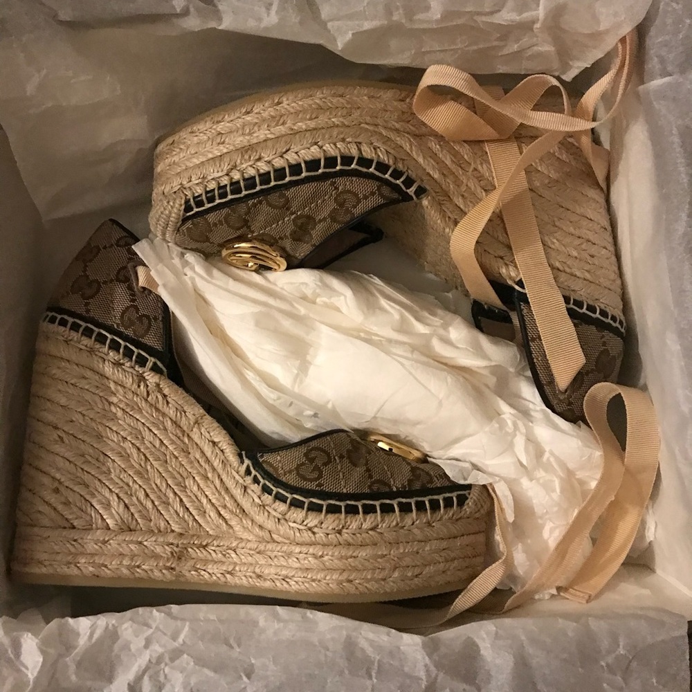 Gucci GG matelassé platform espadrille Wedge sandals
